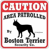 CAUTION AREA PATROLLED By Boston Terrier Security Co. サインボード：ボストンテリア [並行輸入品]