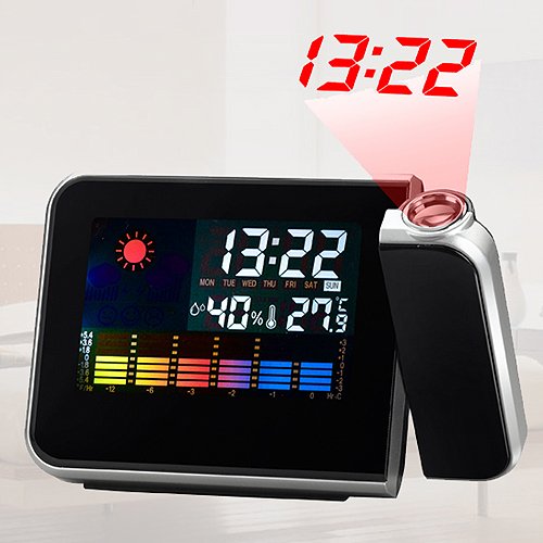 Projektionswecker Projektionsuhr Wetterstation Uhr LED Projektion Wecker Digitaler Kalender BR-812