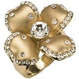 Quatrefoil Flower Gold Tone Cubic Zirconia Fashion Ring