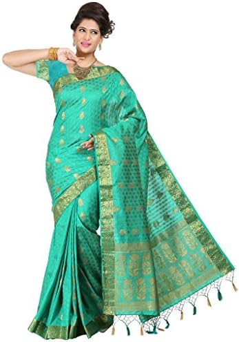 Womantra Mysore Art Green Tussar Silk Saree