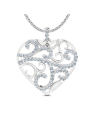 Diamond (0.58 Ct, IJ-SI), 18 Kt White Gold Imperia Heart Pendant