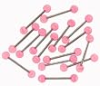 6MM Glow in the Dark Bubble Ball Barbells - Pink - 16MM Length - 14G - Sold Individually