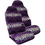 Safari PURPLE Leopard Print Car High Back Seat Covers - One Pair
