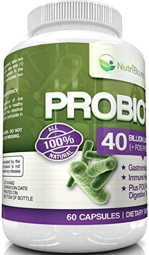 40 Billion CFUs Probiotics Supplement : for Gastrointestinal, Digestive, and Immune Health : 60 Veggie Capsules : Lactobacillus Acidophilus : Perfect for Men and Women : by NutriBounty