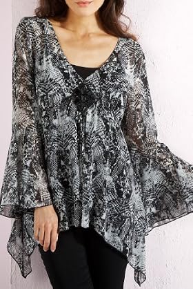 Per Una Jewel Embelished Snakeskin Print Kaftan Top with Camisole [T62-9791G-S]