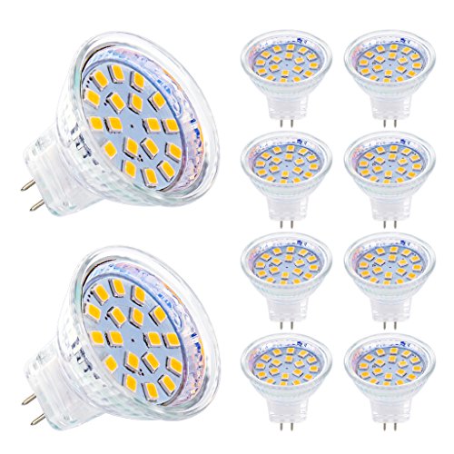MZD8391 3W MR11 GU4.0 Wide Angle LED Bulbs, 30W Halogen Bulbs Equivalent, GU4 Base, 280lm, 10-30V AC/DC, 120Flood Beam, White, 6000K, LED Light Bulbs,Pack of 10