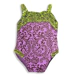 Bathing Babes by Rubbies - Toddler Girls One Piece Bathing Suit, Lime, Purple, Brown