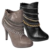 Anne Michelle by Journee Chain Trim High Heel Bootie