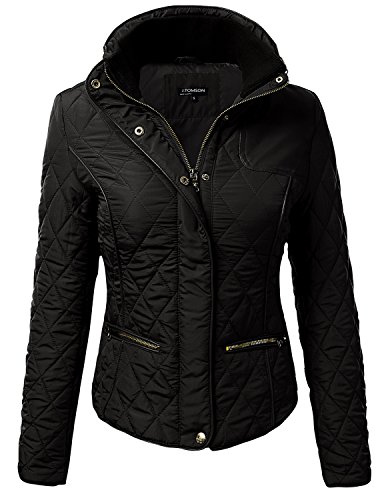 J.TOMSON Women's Quilted Lightweight Puffer Zip Up Jacket with Pockets