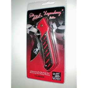 Dale Earnhardt Knife -- 4 1/2" Closed Tachtical Folder, Black Blade with Thumb Screw, Metal Liner, Red Composition Handle with Black Vented Grip -- Frost Cutlery -- as shown