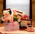 Tea for One - Rose Stoneware Tea Pot and Treats Gift Basket