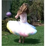Boutique Ruffled Pettiskirt Twirling Skirt, White/Rainbow, 2T - Adult