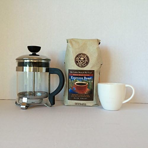 Primula French Coffee Press 4 Cup Classic Chrome and Glass , The Coffee Bean & Tea Leaf Hand-Roasted Espresso Whole Bean Coffee (12 oz) and Starbucks Demi-Espresso 3 oz White Collectable Cup With Inspiration Words. A Great Any Day Gift Bundle (3 Items)