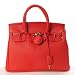 Hollywood Top Picks Handbag Faux Leather Tote Purse with Lock & Key Red