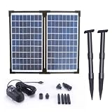 AT-20W Solar Teichpumpe 20 Watt Hmax.: 1360l/h Fontainenhöhe: 2,10m für Gartenteich oder Springbrunnen