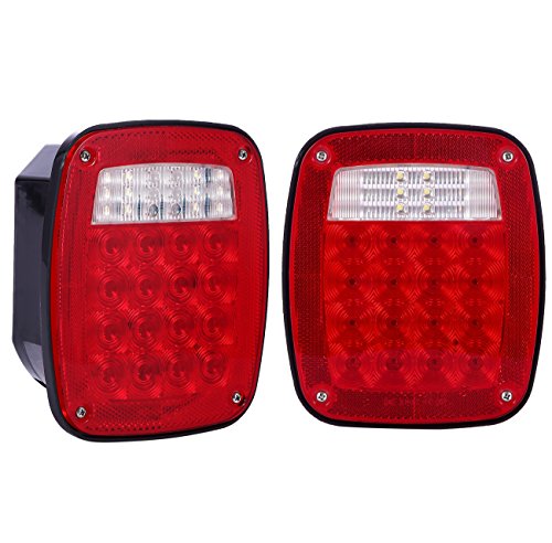 38 LED Jeep style Universal Tail Brake Turn Stop Licence Back up Lights for Truck Trailer Boat Jeep etc,12V Stud Mounted Lamps,Pack of 2