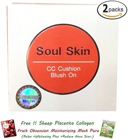 2 Units of Soul Skin CC Cushion Blush On [Orange 02 Rosy] Colorful Water Blush On, Cheek blush.[Get Free Tomato Facial Mask ]