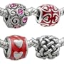 4 Pc Beads Charms Set Heart Charms Fits Pandora Charms Bracelet