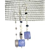 Sterling Silver Chalcedony Kyanite Earrings