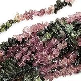 Watermelon Tourmaline Gem Chips Beads/35 Inch (Pink Green Black)