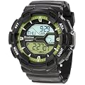 Armitron Men's 40/8246LGN Black and Lime Green Digital World Time Sport Chronograph Watch