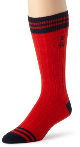 Psycho Bunny Mens Sports Sock, Red/Navy, One Size