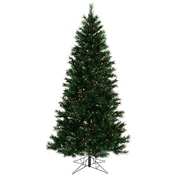 9' Pre-Lit Midnight Green Artificial Christmas Tree - Red Lights