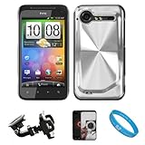 Silver Metallic Cosmo Wave Design Protective Snap-On Case Cover for HTC Dro ....