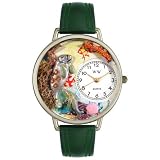Whimsical Unisex Manatee Hunter Green Leather And Silvertone Watch #U0140002