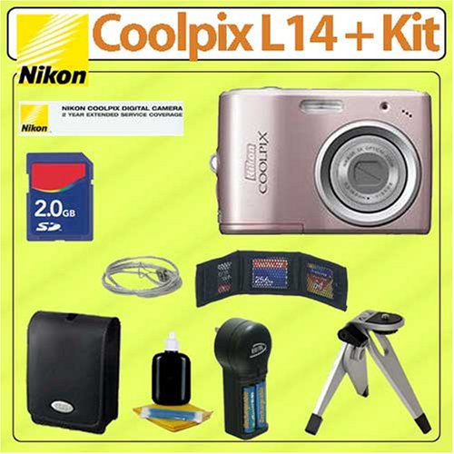 Nikon Coolpix L14 Pink 7 MP Digital Camera + 2GB Accessory Kit w 2 Year Extended Warranty