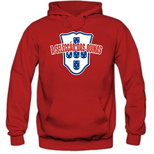 Portugal EM 2016 #4 Kapuzenpullover | Seleção das Quinas | Fußball | Herren | Trikot | Nationalmannschaft, Farbe:Rot (Red F421);Größe:L