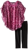 Amy Byer Girls 7-16 Print Chiffon Poncho Legging Set, Pink, 14