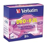 Verbatim DVD+R Media, Dual Layer 8.5 GB, 8x Branded, 5 Pack in Jewel Case