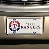 Texas Rangers White Metal License Plate