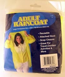 Adult Yellow Lightweight Reusable Hooded Raincoat-Large 52in. x 80in.