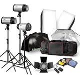 Image of Neewer 900W Strobe Studio Flash Light Kit - Photographic Lighting - Strobes, Barn Doors, Light Stands, Triggers, Umbrellas, Soft Box & More!