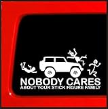 Stick Figure sticker for Jeep Family Nobody Cares funny truck white decal bumper stickedr
