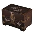 Handmade Mother Of Pearl Brown Wood Jewelry Box - Chinese Bird & Floral Plum Tree Design