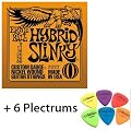 ERNIE BALL 2222 HYBRID SLINKY Electirc Guitar Strings 9-46 + 6 Plectrums