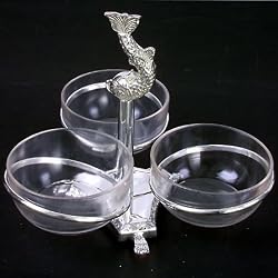 Godinger 3 BOWL STAND/DOLPHIN/CUT BOWLS