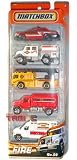 2010-2011 MATCHBOX 5 PACK, FIRE cars #9: Ford Crown Victoria, International WorkStar Brush Fire Truck, Fire Engine, MBX Tanker, Ford E-350 Ambulance