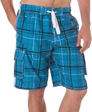 Mens Trendy Plaid Print Skate Surf Board Short / Swim Trunks