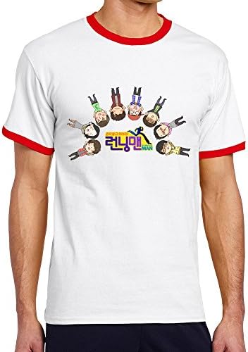 MULTY Men's Korean Running Man Contrast Color T-shirts Red XX-Large