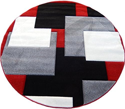 KJGRUG Persian Round Carpet Woven 6x6 Area Rug Red White Black Gray Actual Size 5'5x5'5