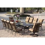 Darlee Santa Anita Cast Aluminum Outdoor Patio Dining Set - 11 Piece Set With Cushions - Antique Bronze