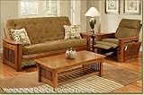 IMAGE OF Big Tree Big Sleep Hardwood Cascade Tobacco Wood Futon w/ Super Spring Mattress