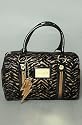 Betsey Johnson The Zsa Zsa Zebra Barrel Bag in Gold & Black,Bags (Handbags/Totes) for Women