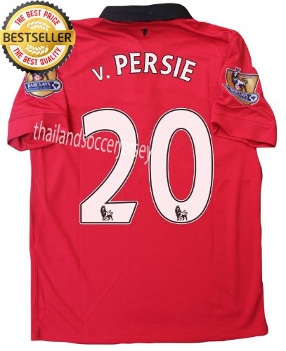 NEW 2013-14 Manchester United Home Red v.PERSIE #20 Soccer Jersey EPL GOLD Robin Van Persie football shirt (L Large)