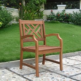 VIFAH V187 Outdoor Wood Arm Chair, Natural Wood Finish, 23 by 23 by 37-Inch by VIFAH