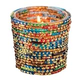 Colorful Recycled Glass Bangle Votive Candle Holder
